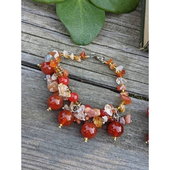 Vintage Carnelian & Quartz Demi Parure Set // Southwestern Necklace and Bracelet - Picture 7 of 10